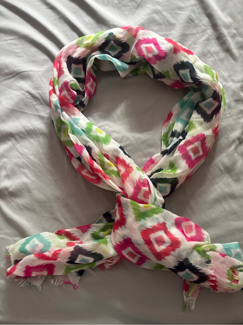 Thirty-One Candy Corners Avenue Scarf Multicolor Ikat Print